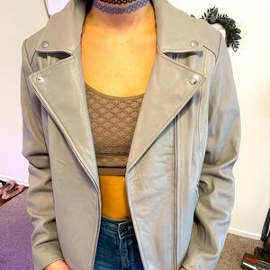 Michael Kors Grey Leather Jacket